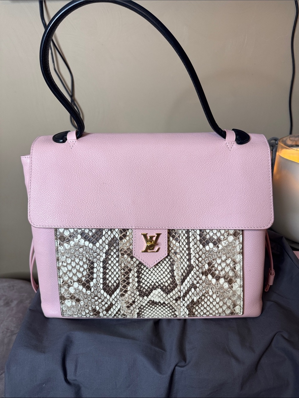 LOUIS VUITTON PYTHON LOCKME MM ROSE BALLERINE